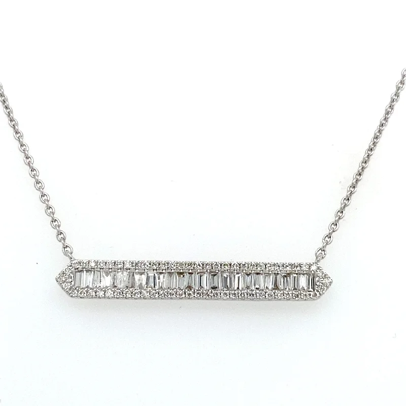Elegant Jewelry Pieces At Unbelievable Prices Bremer Jewelry 14K White Gold Round Shape Diamond and Diamond Bar Pendant with a 14K White Gold Link Necklace (0.40ctw) Elegant Jewelry Pieces At Unbelievable Prices Bremer Jewelry 14K White Gold Round Shape Diamond and Diamond Bar Pendant with a 14K White Gold Link Necklace (0.40ctw)