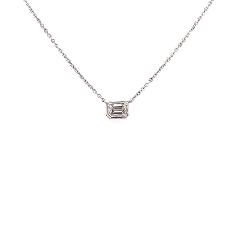 Buy More, Save More – Special Jewelry Discounts 18K White Gold Emerald Shape Diamond Bezel Pendant (.25ctw) Buy More, Save More – Special Jewelry Discounts 18K White Gold Emerald Shape Diamond Bezel Pendant (.25ctw)