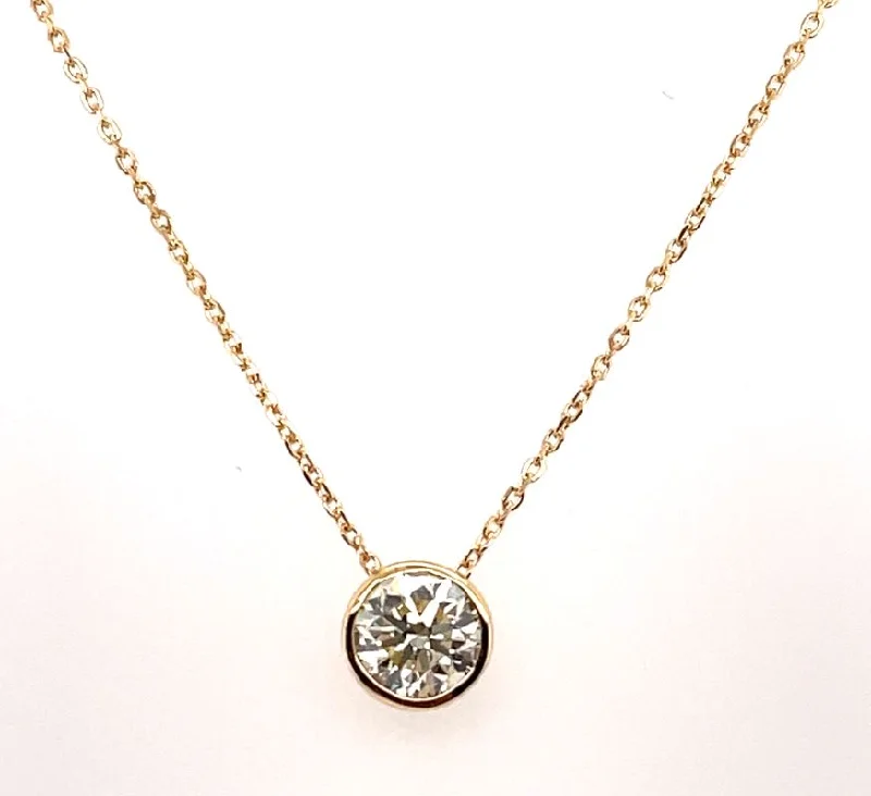 Accessorize For Less – Luxury Jewelry At Affordable Prices 18K Yellow Gold Round Shape Diamond Bezel Necklace (.73ctw) Accessorize For Less – Luxury Jewelry At Affordable Prices 18K Yellow Gold Round Shape Diamond Bezel Necklace (.73ctw)