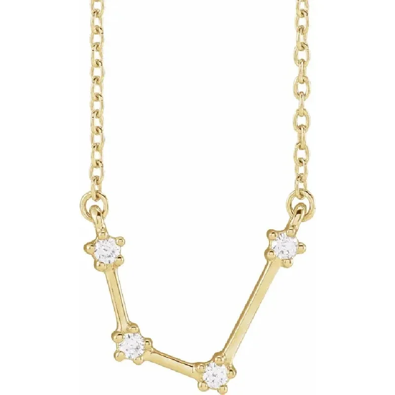 My Brightest Star 14K Yellow Gold Aquarius Zodiac Diamond Pendant with a 14K Yellow Gold Cable Link Necklace (0.10ctw)