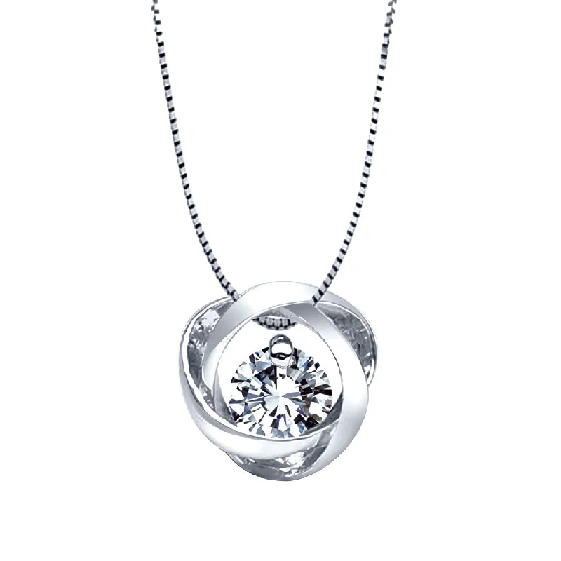 Bremer Jewelry Time and Eternity 1/4ct Sterling Silver Round Shape Diamond Solitaire Pendant with a Sterling Silver Box Necklace (0.23ctw)