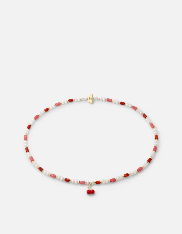 Shop Fine Jewelry With Amazing Deals Cherry Enamel Beaded Choker, Gold Vermeil