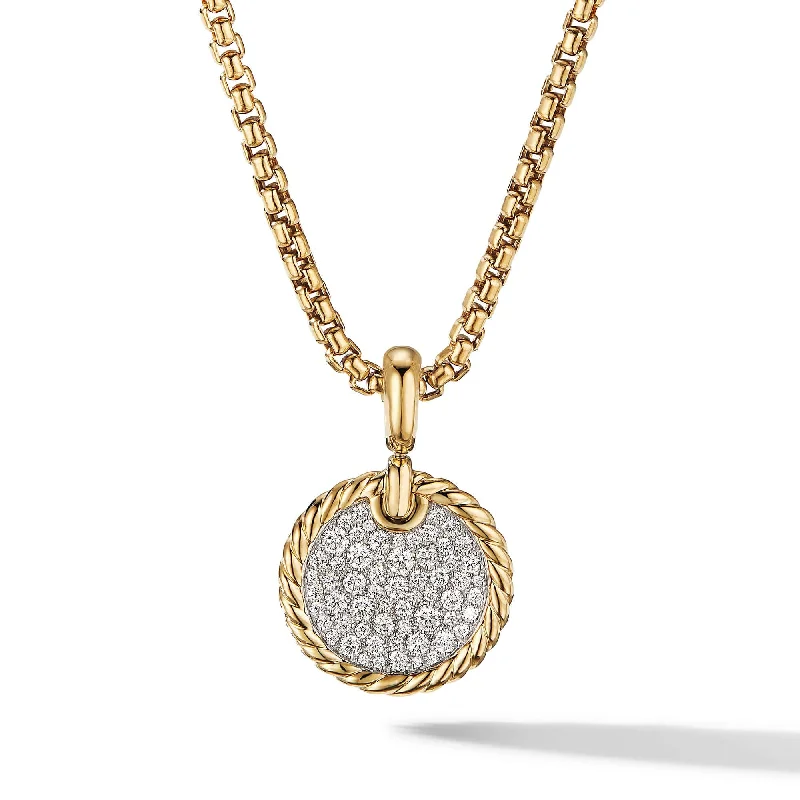 Discounted Luxury Jewelry – Shine Without The Splurge DY Elements Disc Pendant in 18K Yellow Gold with Pave Diamonds Discounted Luxury Jewelry – Shine Without The Splurge DY Elements Disc Pendant in 18K Yellow Gold with Pave Diamonds
