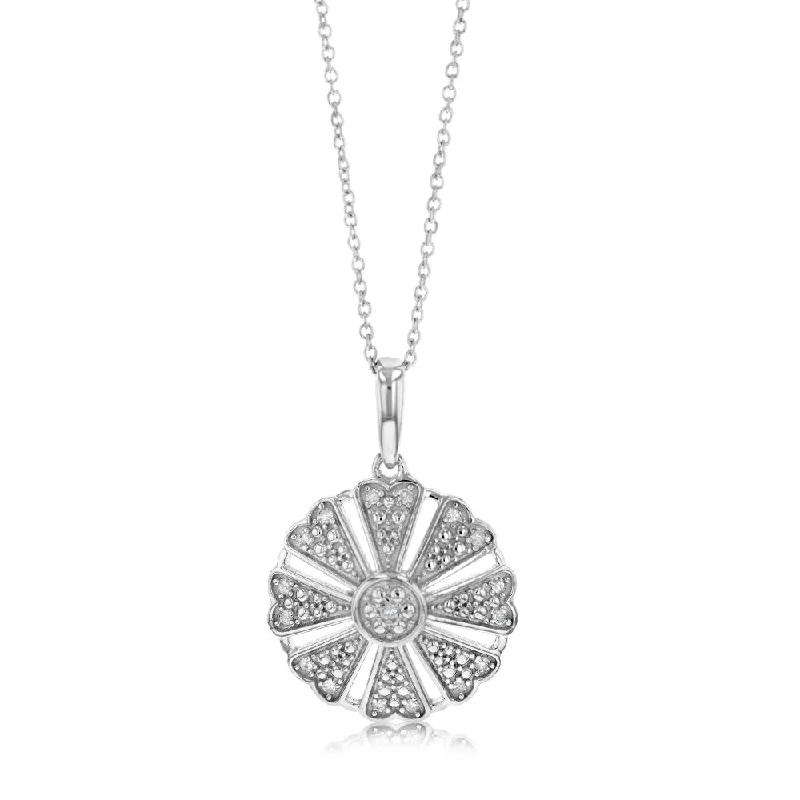 Chic And Stylish Jewelry At Exclusive Prices Diamond Flower Shape Pendant in Sterling Silver Chic And Stylish Jewelry At Exclusive Prices Diamond Flower Shape Pendant in Sterling Silver