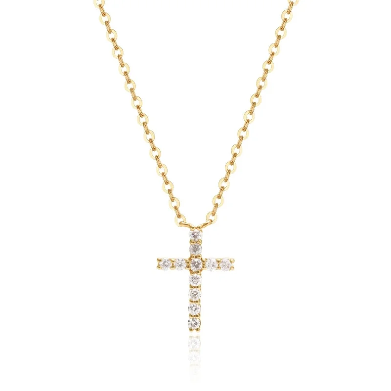Personalized Jewelry At Special Discount Rates Diamond Small Cross 14K Gold Necklace