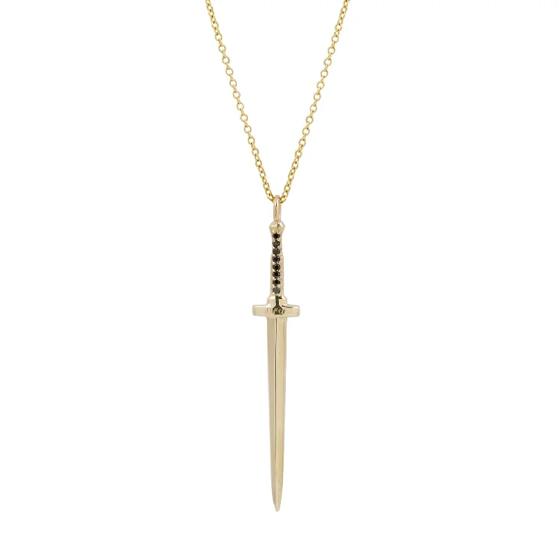 Seasonal Jewelry Deals – Elevate Your Style Black Diamond Large Dagger Pendant Necklace Seasonal Jewelry Deals – Elevate Your Style Black Diamond Large Dagger Pendant Necklace