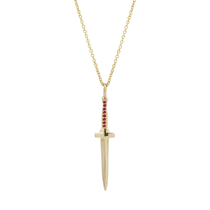 Limited-Time Offer On Elegant Jewelry Pieces Ruby Dagger Small Pendant Necklace