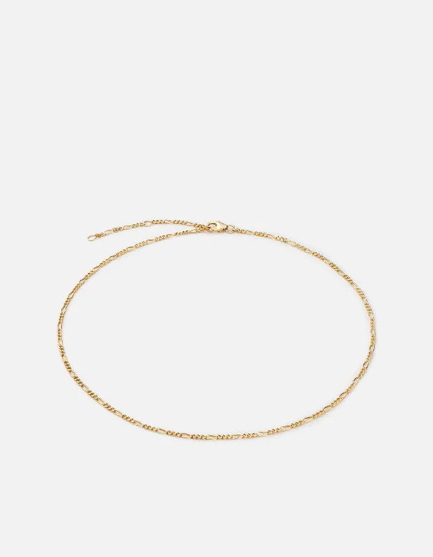 Affordable Glamour – Premium Jewelry For Less 3mm Figaro Chain Choker, Gold Vermeil