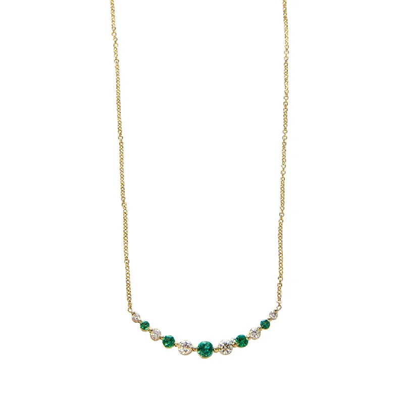 Elegant Rose Gold Jewelry For A Stylish Touch Graduated Emerald & Diamond 14K Yellow Gold Necklace Elegant Rose Gold Jewelry For A Stylish Touch Graduated Emerald & Diamond 14K Yellow Gold Necklace