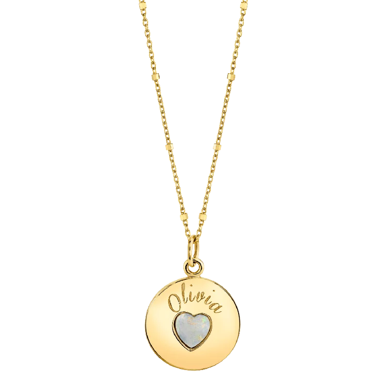 Timeless Jewelry At Special Discount Rates Grand Opal Heart Name Medallion