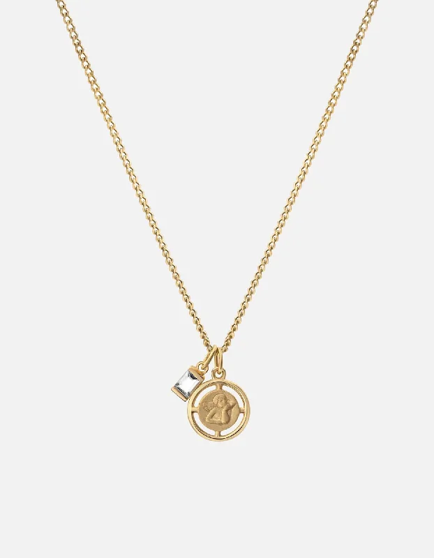 Trendy Minimalist Jewelry For Everyday Wear Guardian Quartz Necklace, Gold Vermeil