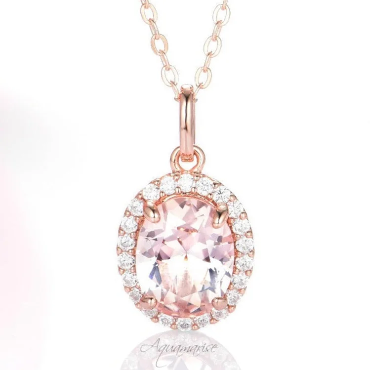 Get Your Favorite Jewelry At The Best Price Iris Oval Morganite Necklace- 14K Rose Gold Vermeil Get Your Favorite Jewelry At The Best Price Iris Oval Morganite Necklace- 14K Rose Gold Vermeil