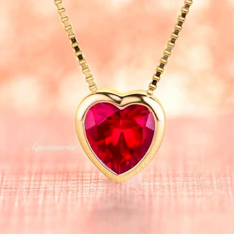 Exclusive Gemstone Jewelry At Special Prices Heart Ruby Necklace- 14K Yellow Gold Vermeil Exclusive Gemstone Jewelry At Special Prices Heart Ruby Necklace- 14K Yellow Gold Vermeil