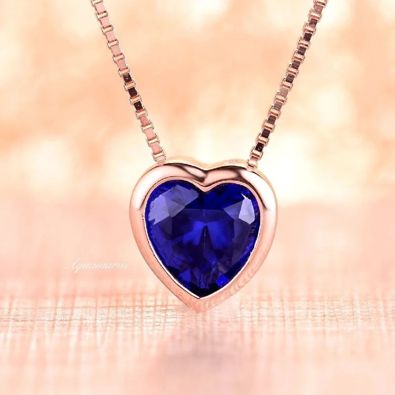 Special Deals On Handcrafted And Designer Jewelry Heart Sapphire Necklace- 14K Rose Gold Vermeil Special Deals On Handcrafted And Designer Jewelry Heart Sapphire Necklace- 14K Rose Gold Vermeil