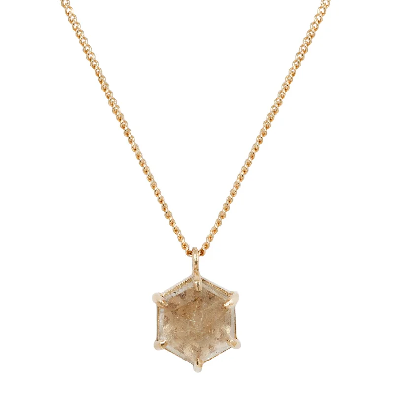 Shop Stylish Jewelry Now And Save Big Large Yellow Quartz Hexagon Necklace