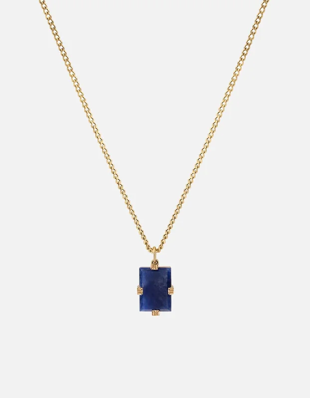 Jewelry Clearance – Final Chance To Save Big Lennox Sodalite Necklace, Gold Vermeil