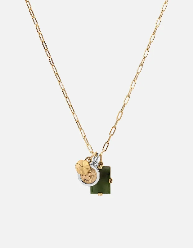 Special Offers On Handcrafted And Designer Jewelry Lennox Trilogy Cable Chain Necklace, Sterling Silver/Gold Vermeil/Jasper Green Special Offers On Handcrafted And Designer Jewelry Lennox Trilogy Cable Chain Necklace, Sterling Silver/Gold Vermeil/Jasper Green
