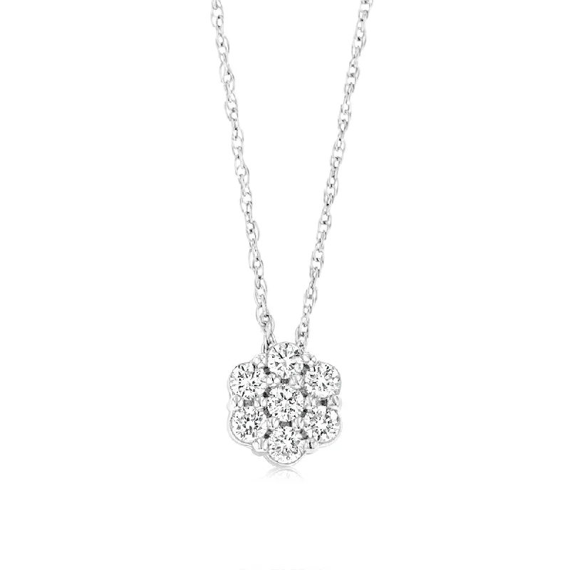 Dazzle With Discounts – Shop Jewelry On Sale Luminesce Lab Grown 1/3 Carat Flower shaped Diamond Pendant in Sterling Silver Chain Included Dazzle With Discounts – Shop Jewelry On Sale Luminesce Lab Grown 1/3 Carat Flower shaped Diamond Pendant in Sterling Silver Chain Included