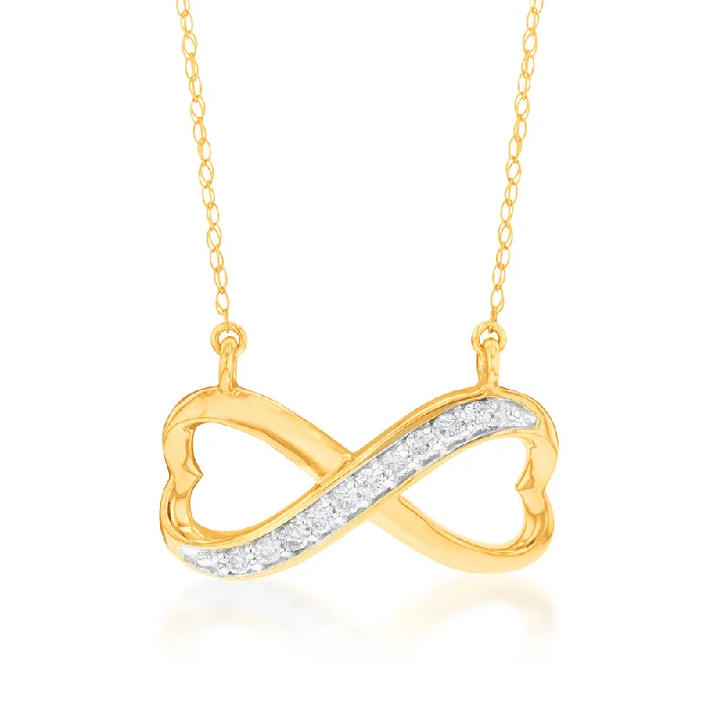 Exclusive Gemstone Jewelry At Special Prices Luminesce Lab Grown Infinity Diamond Pendant in 9ct Yellow Gold Exclusive Gemstone Jewelry At Special Prices Luminesce Lab Grown Infinity Diamond Pendant in 9ct Yellow Gold
