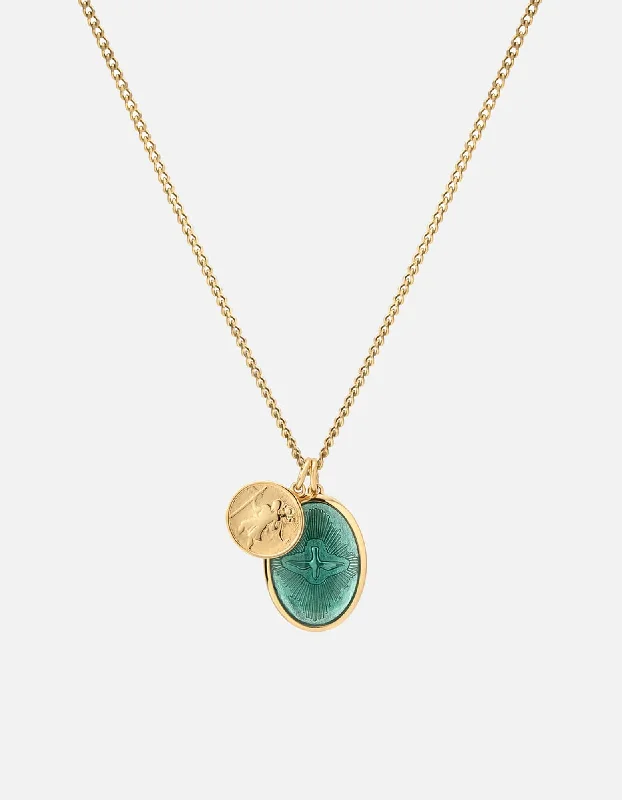 Timeless Elegance Now At Special Discounts Mini Dove Necklace, Gold/Teal