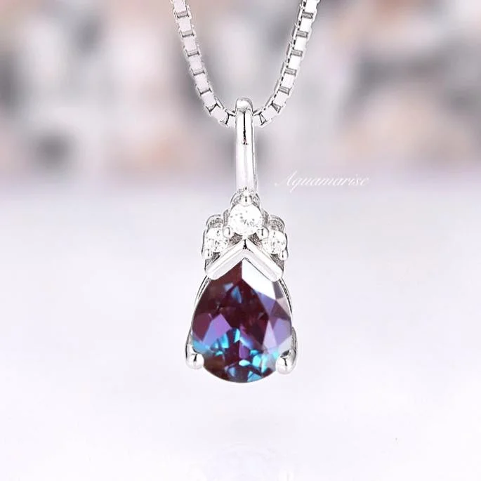 Bold And Beautiful Jewelry Now At Irresistible Prices Teardrop Alexandrite Pendant Necklace- 925 Sterling Silver