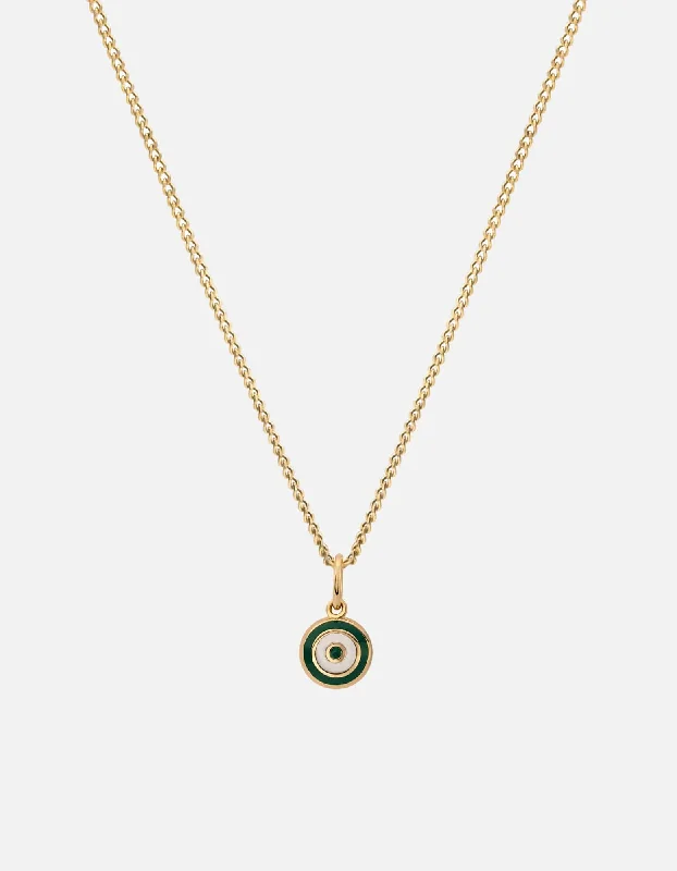 Waterproof Stainless Steel Jewelry For Lasting Beauty Ojos Necklace, Gold Vermeil/Green Waterproof Stainless Steel Jewelry For Lasting Beauty Ojos Necklace, Gold Vermeil/Green
