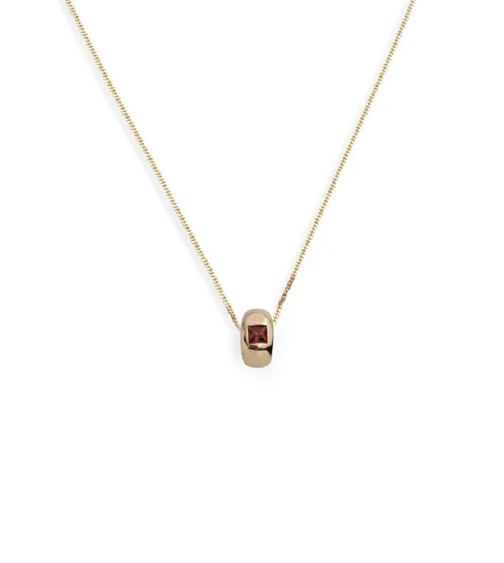 Princess Cut Garnet - Love : Fine Diamond Cut Curb Necklace