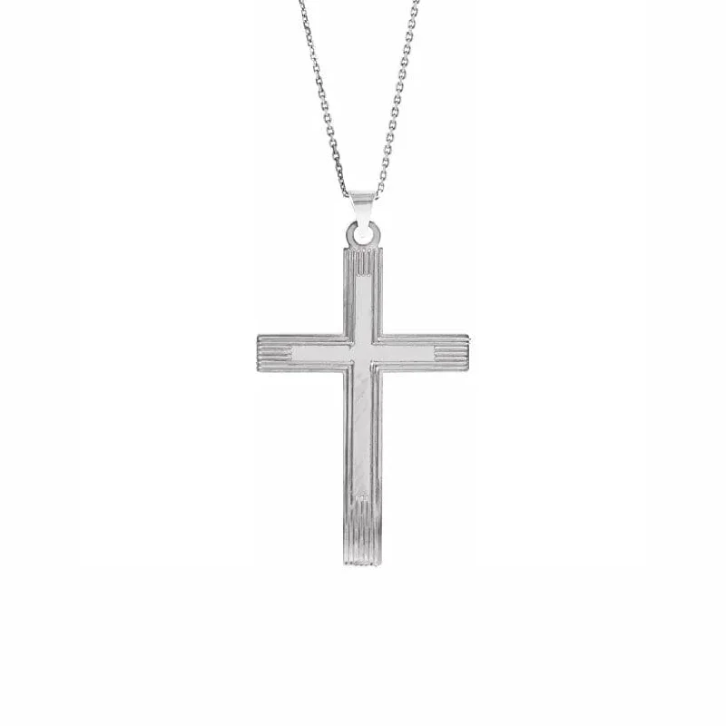 Don't Miss Our Biggest Jewelry Sale Of The Season Grooved Cross Pendant in White Gold Don't Miss Our Biggest Jewelry Sale Of The Season Grooved Cross Pendant in White Gold