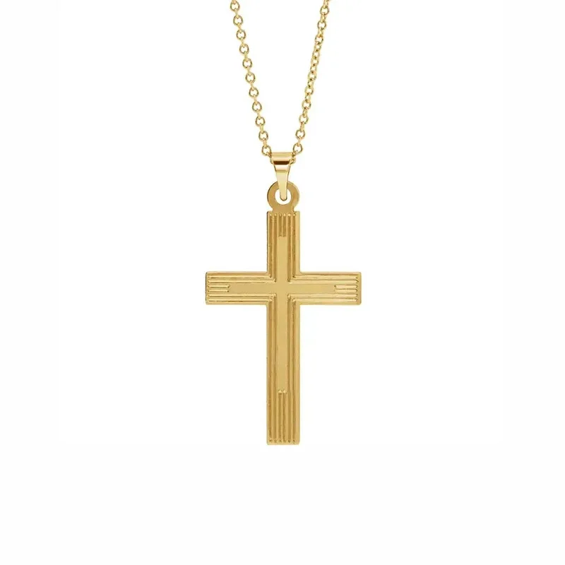 Buy More, Save More – Special Jewelry Discounts Grooved Cross Pendant in Yellow Gold Buy More, Save More – Special Jewelry Discounts Grooved Cross Pendant in Yellow Gold