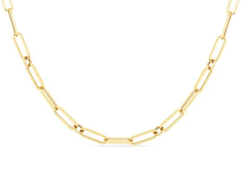 Elegant Designs, Unbeatable Discounts – Shop Jewelry Now Roberto Coin Designer Gold Fine Paperclip Chain Necklace 18K