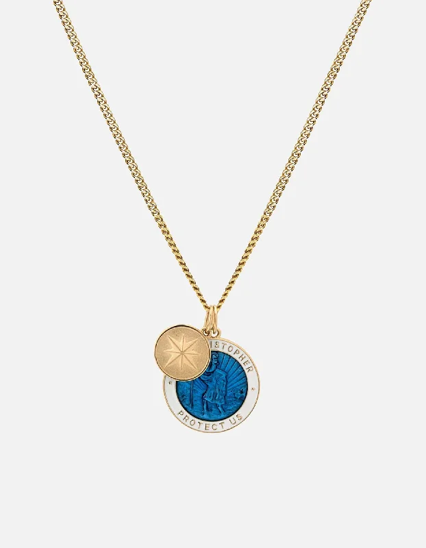 Shop Elegant Jewelry At Unbeatable Prices Saint Christopher Surf Necklace, Gold/Caribbean Blue/White Shop Elegant Jewelry At Unbeatable Prices Saint Christopher Surf Necklace, Gold/Caribbean Blue/White