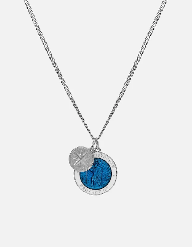 Exclusive Online Discounts On Stylish Jewelry Saint Christopher Surf Necklace, Sterling Silver/Caribbean Blue Exclusive Online Discounts On Stylish Jewelry Saint Christopher Surf Necklace, Sterling Silver/Caribbean Blue