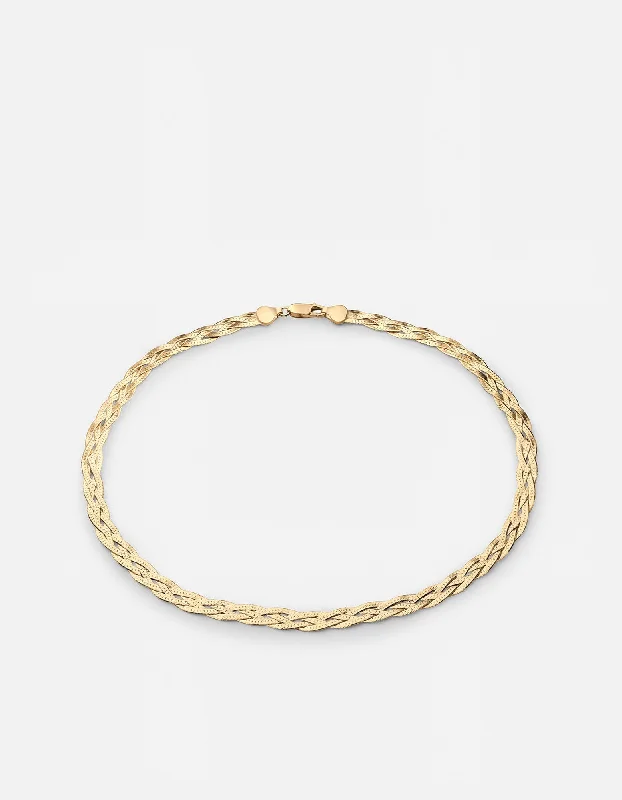Timeless Beauty, Unbeatable Deals – Jewelry Sale On Slim Braided Herringbone Choker, Gold Vermeil Timeless Beauty, Unbeatable Deals – Jewelry Sale On Slim Braided Herringbone Choker, Gold Vermeil