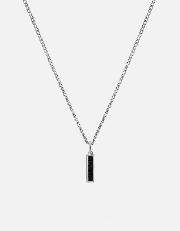 Affordable Luxury Jewelry For Every Occasion Slim Totem Onyx Necklace, Sterling Silver Affordable Luxury Jewelry For Every Occasion Slim Totem Onyx Necklace, Sterling Silver