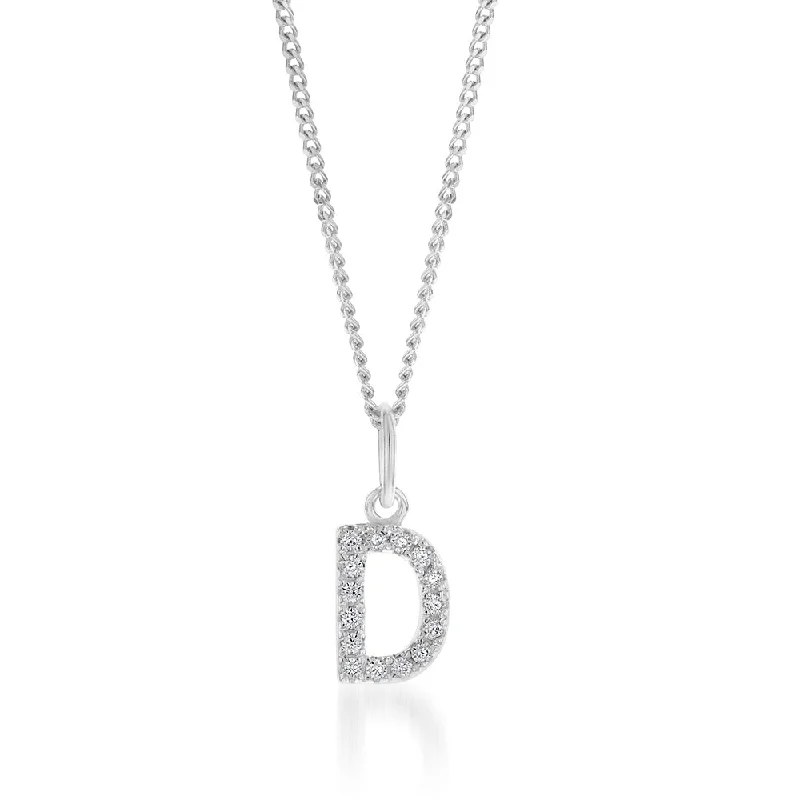 Luxury Handcrafted Jewelry For Elegant Looks Sterling Silver Cubic Zirconia Initial "D" Pendant Luxury Handcrafted Jewelry For Elegant Looks Sterling Silver Cubic Zirconia Initial "D" Pendant