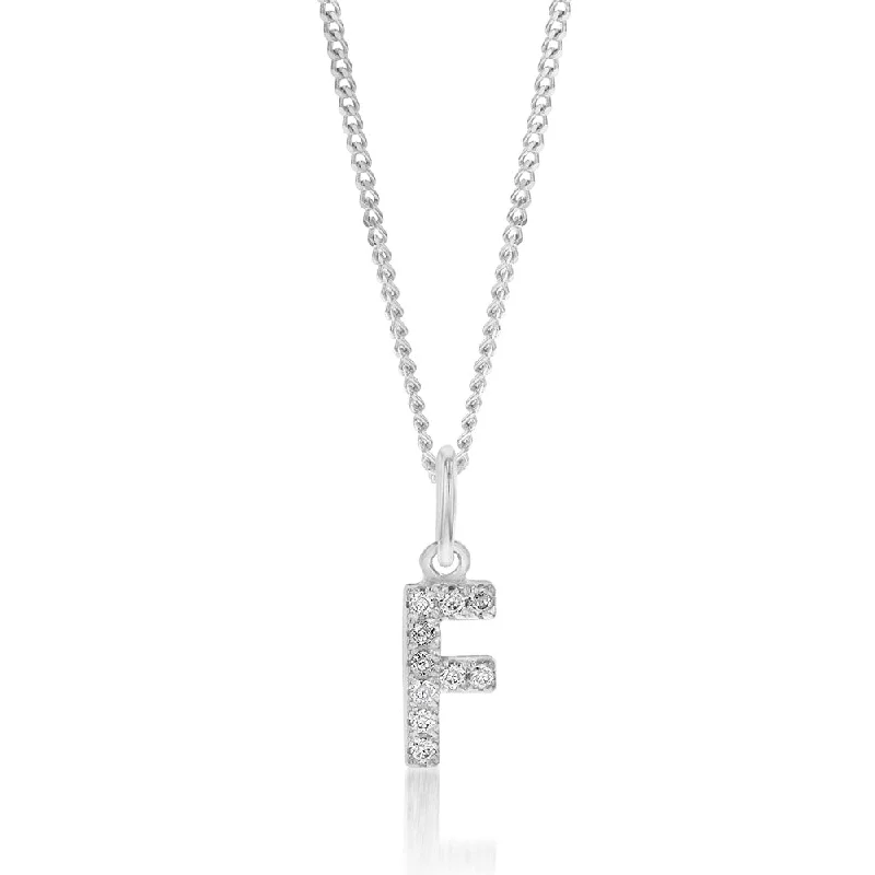 Elegant Jewelry, Exclusive Prices – Shop Now Sterling Silver Cubic Zirconia Initial "F" Pendant Elegant Jewelry, Exclusive Prices – Shop Now Sterling Silver Cubic Zirconia Initial "F" Pendant
