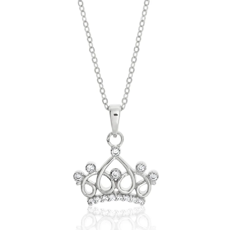 Handcrafted Beauty At Affordable Prices Sterling Silver Cubic Zirconia Princess Crown Pendant Handcrafted Beauty At Affordable Prices Sterling Silver Cubic Zirconia Princess Crown Pendant