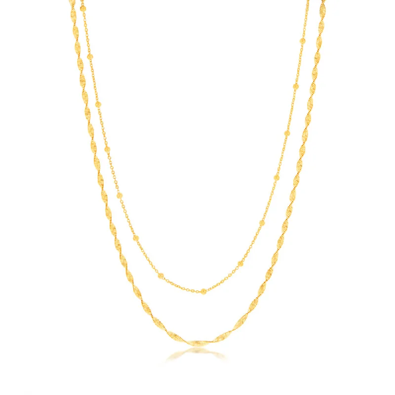 Timeless Elegance At Unbelievable Discounts Sterling Silver Gold Plated Fancy Double Layer 38+5cm Chain Timeless Elegance At Unbelievable Discounts Sterling Silver Gold Plated Fancy Double Layer 38+5cm Chain