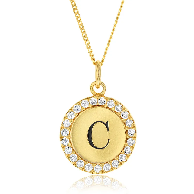 Get Ready To Sparkle – Special Jewelry Discounts Sterling Silver Gold Plated Round Initial "C" Pendant On 45cm Chain Get Ready To Sparkle – Special Jewelry Discounts Sterling Silver Gold Plated Round Initial "C" Pendant On 45cm Chain