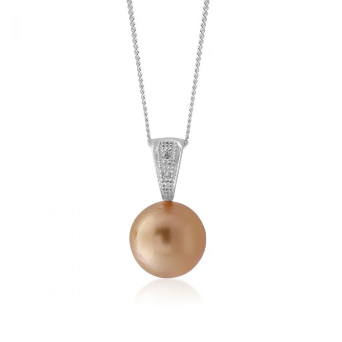 Unmissable Jewelry Sale – Shop Before It's Too Late Sterling Silver Golden South Sea approx 10-12mm & Diamond Pendant Unmissable Jewelry Sale – Shop Before It's Too Late Sterling Silver Golden South Sea approx 10-12mm & Diamond Pendant