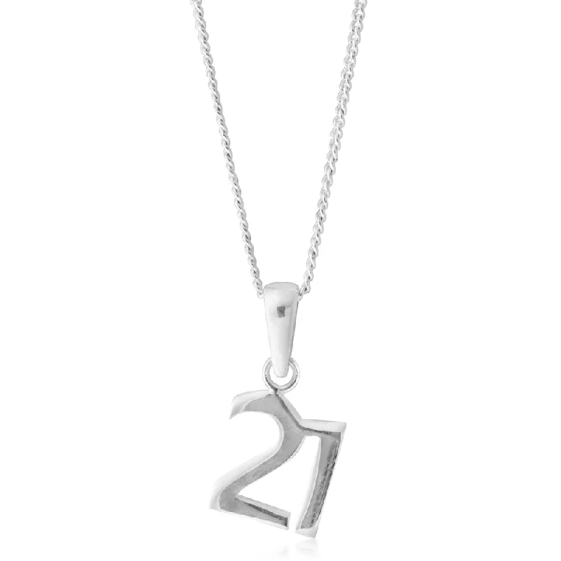 Customized Silver Jewelry For Unique Style Sterling Silver Number 21 Pendant