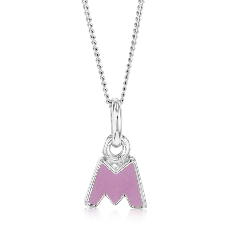Trendy Minimalist Jewelry For Everyday Wear Sterling Silver Pink Enamel Initial "M" Pendant Trendy Minimalist Jewelry For Everyday Wear Sterling Silver Pink Enamel Initial "M" Pendant