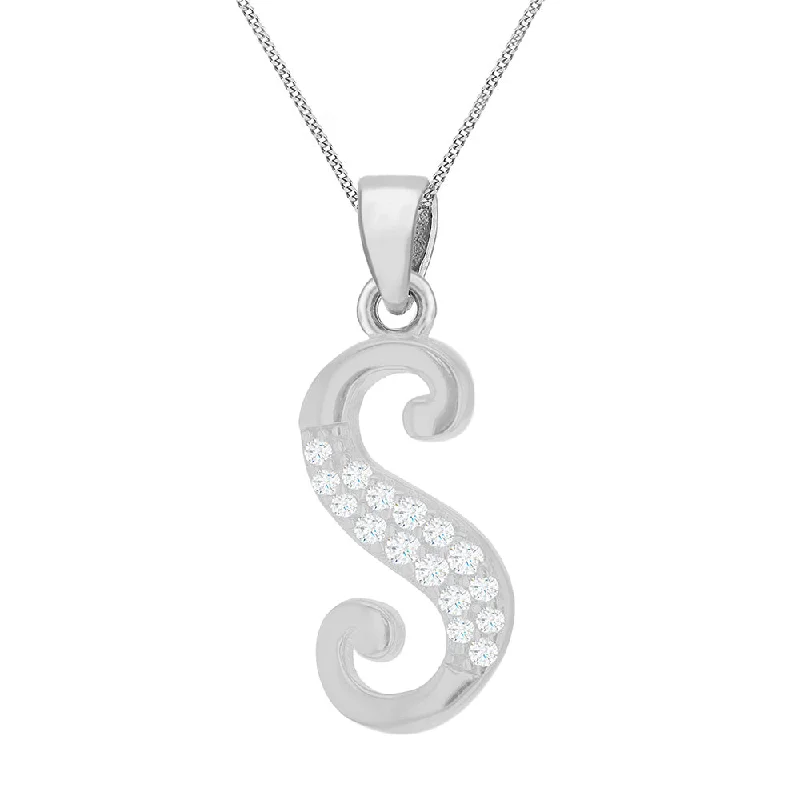 Shop Trending Jewelry With Exclusive Savings Sterling Silver Rhodium Plated Script "S" Initial Pendant Shop Trending Jewelry With Exclusive Savings Sterling Silver Rhodium Plated Script "S" Initial Pendant