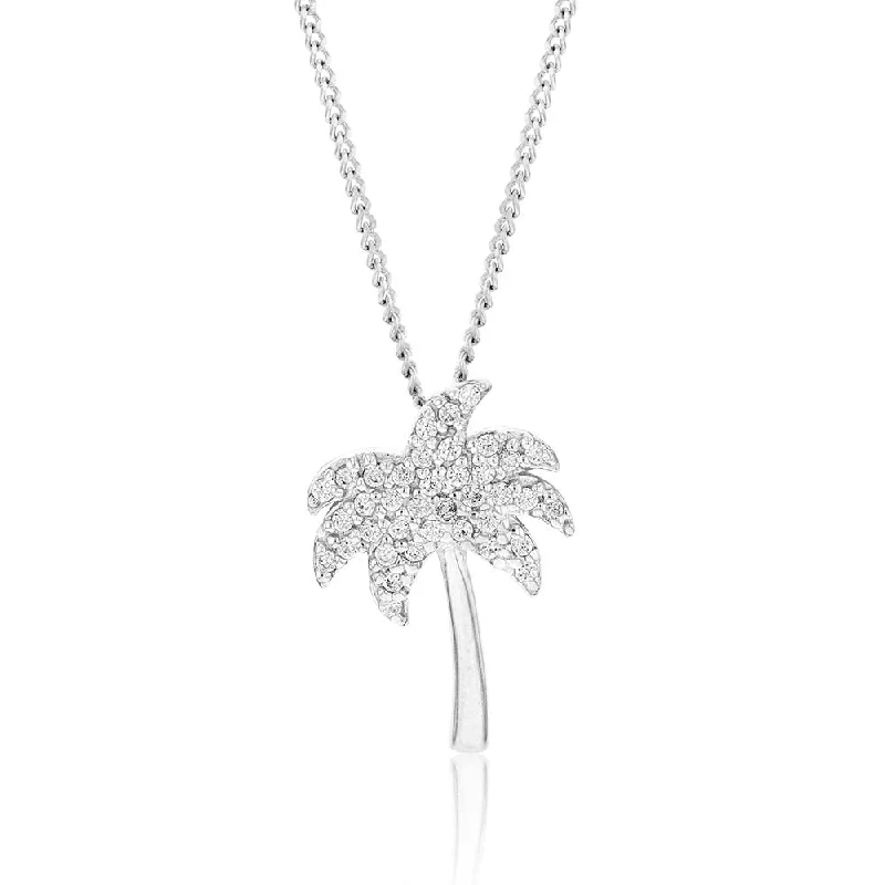Discounted Jewelry For A Glamorous Look Sterling Silver Rhodium Plated White Cubic Zirconia Palm Tree Pendant Discounted Jewelry For A Glamorous Look Sterling Silver Rhodium Plated White Cubic Zirconia Palm Tree Pendant