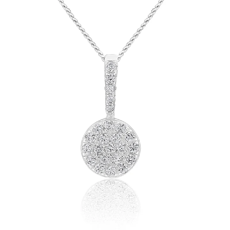 Delicate Crystal Jewelry For Sophisticated Charm Sterling Silver Round Zirconia Drop Pendant Delicate Crystal Jewelry For Sophisticated Charm Sterling Silver Round Zirconia Drop Pendant