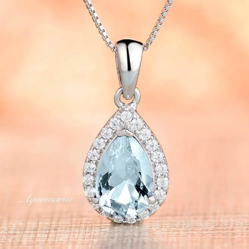 Dazzle In Elegance With Our Biggest Jewelry Sale Vera Aquamarine Necklace- Sterling Silver Dazzle In Elegance With Our Biggest Jewelry Sale Vera Aquamarine Necklace- Sterling Silver