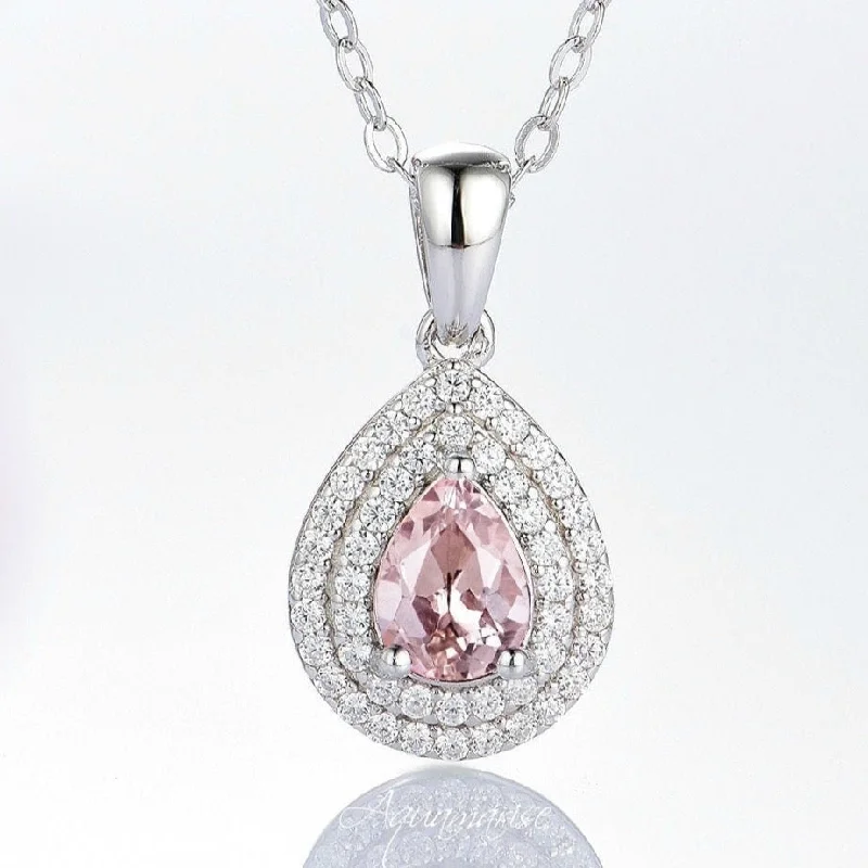 Chic, Trendy, And Affordable Jewelry Sale Scarlett Morganite Necklace- Sterling Silver Chic, Trendy, And Affordable Jewelry Sale Scarlett Morganite Necklace- Sterling Silver