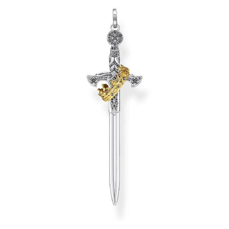 Luxury Jewelry Now At Special Promotional Rates Thomas Sabo Kingdom Gold Plated Sterling Silver Crown Sword Pendant