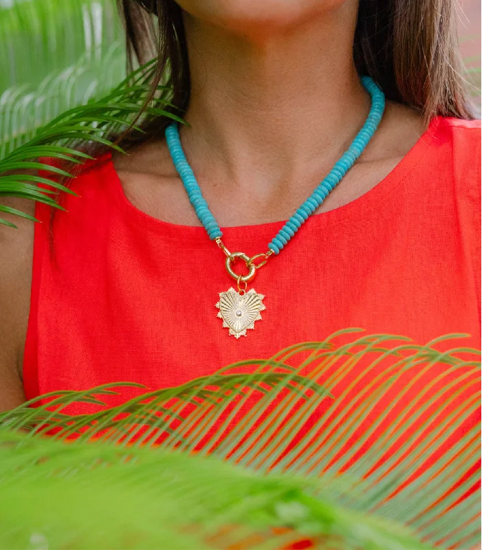 Eco-Friendly Sustainable Jewelry For Conscious Buyers Turquoise Stone Gratitude Charm Necklace Eco-Friendly Sustainable Jewelry For Conscious Buyers Turquoise Stone Gratitude Charm Necklace