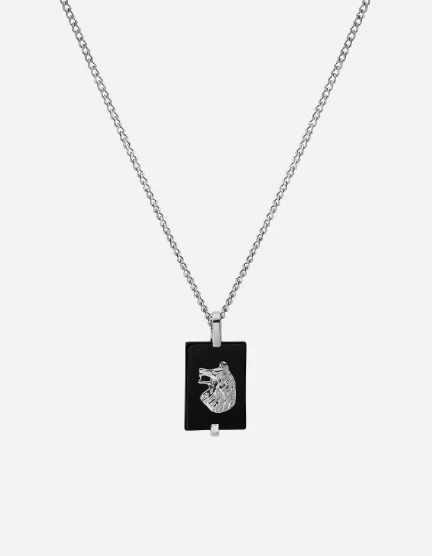 Affordable Luxury Jewelry For Every Occasion Wolf Onyx Necklace, Sterling Silver